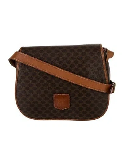 Pre-owned Celine Macadam Messenger Bag Medium Vintage In Brown