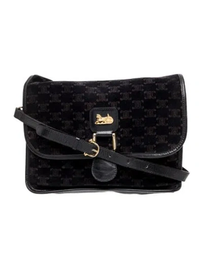Pre-owned Celine Macadam Messenger Bag Vintage In Blue