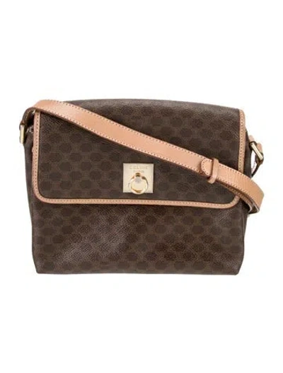 Pre-owned Celine Macadam Messenger Bag Vintage In Brown
