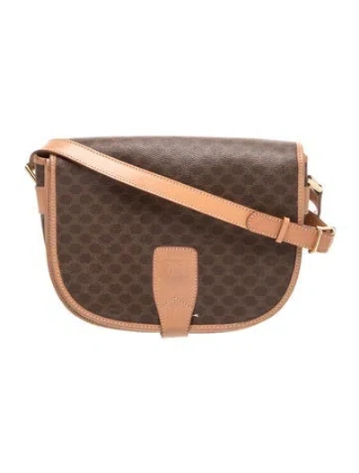 Pre-owned Celine Macadam Messenger Bag Vintage In Brown