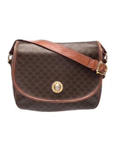 Pre-owned Celine Macadam Messenger Bag Vintage In Brown