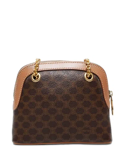 Pre-owned Celine Macadam Mini Chain Shoulder Bag In Brown