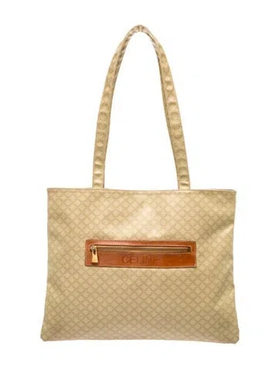 Pre-owned Celine Macadam Monogram Canvas Tote Vintage Medium In Neutral