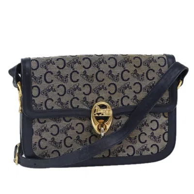 Pre-owned Celine Céline Macadam Navy Canvas Shoulder Bag ()