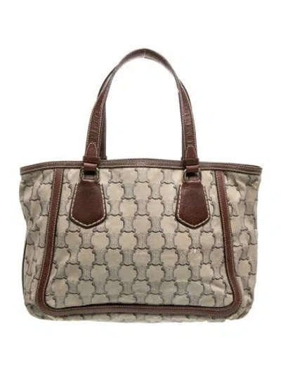 Pre-owned Celine Macadam Paris Macadam Tote Vintage In Neutral