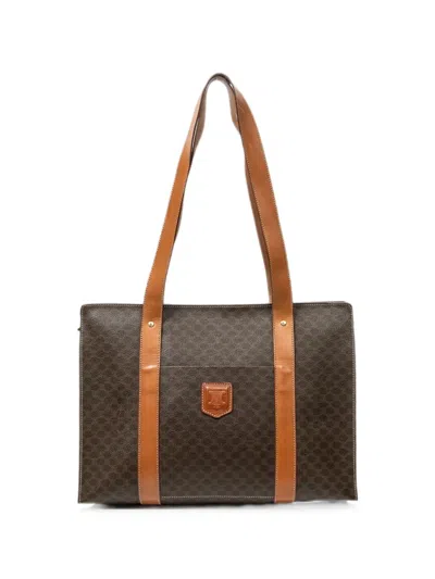 Celine Macadam Pattern Tote Bag In Brown