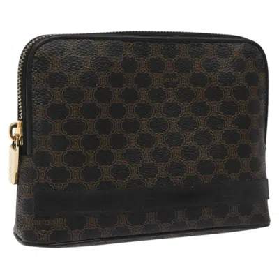 Pre-owned Celine Macadam Pochette Canvas And Leather Black Canvas Clutche & Pouche Bag ()