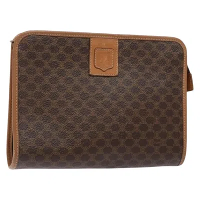 Pre-owned Celine Macadam Pochette Canvas And Leather Brown Canvas Clutche & Pouche Bag ()
