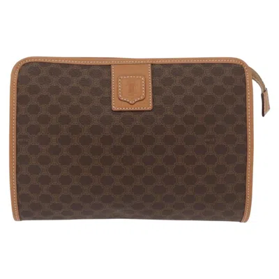 Pre-owned Celine Macadam Pochette Canvas And Leather Brown Canvas Clutche & Pouche Bag ()