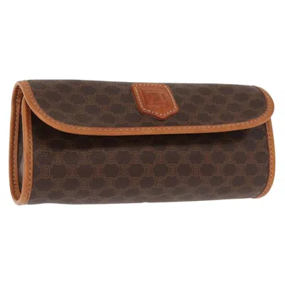 Pre-owned Celine Macadam Pochette Canvas And Leather Brown Canvas Clutche & Pouche Bag ()