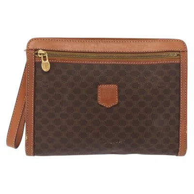 Pre-owned Celine Macadam Pochette Canvas And Leather Brown Canvas Clutche & Pouche Bag ()