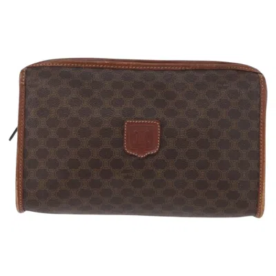 Pre-owned Celine Macadam Pochette Canvas And Leather Brown Canvas Clutche & Pouche Bag ()