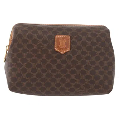 Pre-owned Celine Macadam Pochette Canvas And Leather Brown Canvas Clutche & Pouche Bag ()