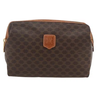 Pre-owned Celine Macadam Pochette Canvas And Leather Brown Canvas Clutche & Pouche Bag ()
