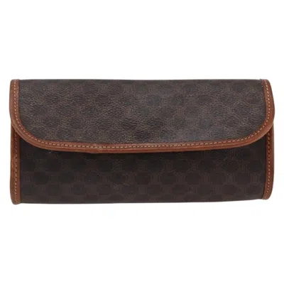 Pre-owned Celine Macadam Pochette Canvas And Leather Brown Canvas Clutche & Pouche Bag ()
