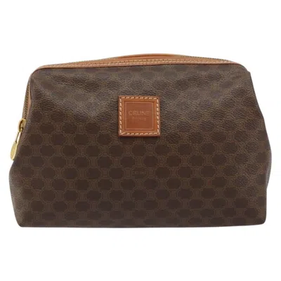 Pre-owned Celine Macadam Pochette Canvas And Leather Brown Canvas Clutche & Pouche Bag ()
