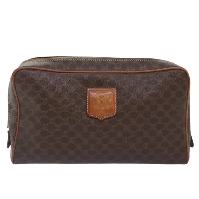 Pre-owned Celine Macadam Pochette Canvas And Leather Brown Canvas Clutche & Pouche Bag ()