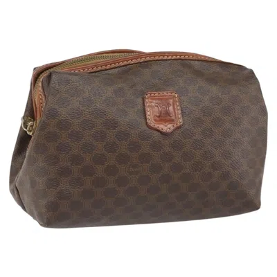 Pre-owned Celine Macadam Pochette Canvas And Leather Brown Canvas Clutche & Pouche Bag ()