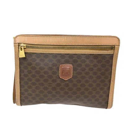 Pre-owned Celine Macadam Pochette Canvas And Leather Brown Canvas Clutche & Pouche Bag ()