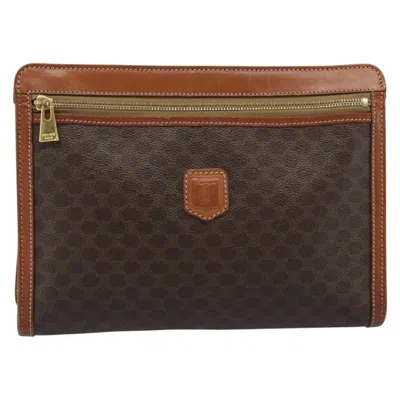 Pre-owned Celine Macadam Pochette Canvas Brown Canvas Clutche & Pouche Bag ()