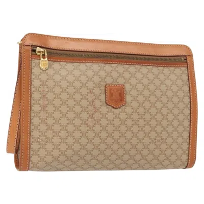 Pre-owned Celine Macadam Pochette Clutch Beige Canvas Clutche & Pouche Bag () In Sand