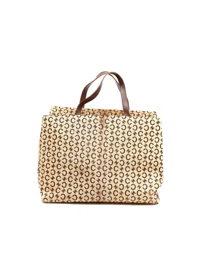Celine Céline Macadam Pony Hair Tote Bag In Brown