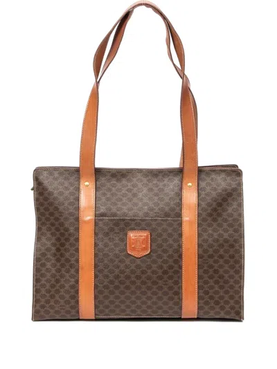 Pre-owned Celine Macadam-print Tote Bag In Brown
