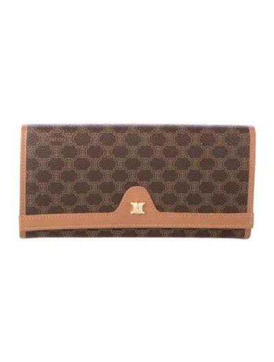 Pre-owned Celine Macadam Printed Continental Wallet In Brown