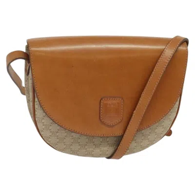 Pre-owned Celine Macadam Shoulder Bag Pvc Leather Beige Canvas Bag () In Sand