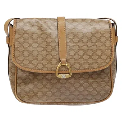 Pre-owned Celine Macadam Shoulder Bag Pvc Leather Beige Canvas Bag () In Sand