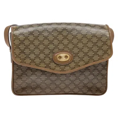 Pre-owned Celine Macadam Shoulder Bag Pvc Leather Beige Pvc Bag () In Sand