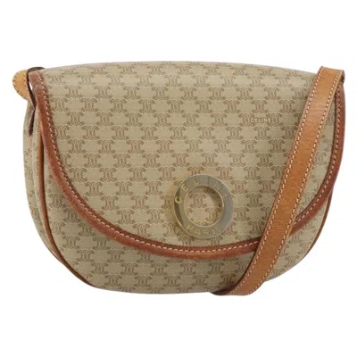Pre-owned Celine Macadam Shoulder Bag Pvc Leather Beige Pvc Shoulder Bag Bag () In Sand