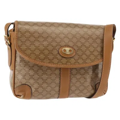 Pre-owned Celine Macadam Shoulder Bag Pvc Leather Beige Pvc,canvas Bag () In Sand