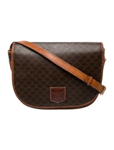 Pre-owned Celine Macadam Shoulder Bag Small Vintage In Brown