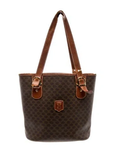 Pre-owned Celine Macadam Shoulder Bag Vintage In Brown