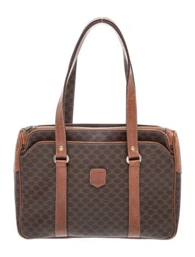 Pre-owned Celine Macadam Shoulder Bag Vintage In Brown
