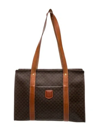 Pre-owned Celine Macadam Shoulder Bag Vintage In Brown