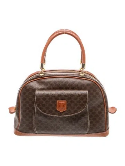 Pre-owned Celine Macadam Top Handle Bag In Brown