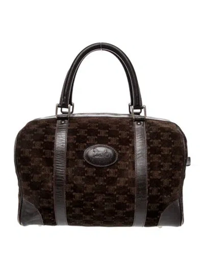 Pre-owned Celine Macadam Top Handle Bag Vintage In Brown