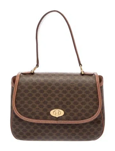 Pre-owned Celine Macadam Top Handle Bag Vintage In Brown