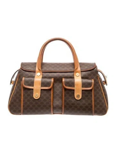 Pre-owned Celine Macadam Top Handle Bag Vintage In Brown