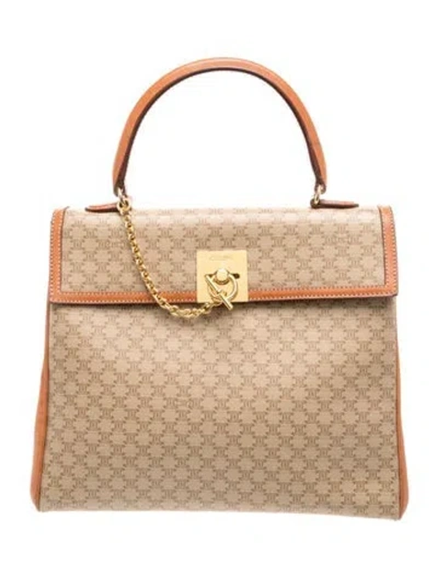 Pre-owned Celine Macadam Top Handle Bag Vintage In Neutral