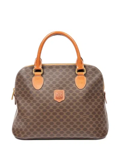 Pre-owned Celine Macadam Top-handle Tote Bag In Brown