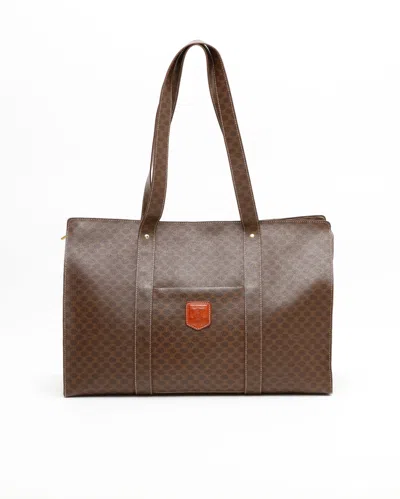 Celine Céline Macadam Tote Bag In Brown