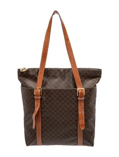 Pre-owned Celine Macadam Tote Bag Vintage In Brown