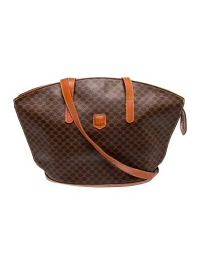 Pre-owned Celine Macadam Tote Large In Brown