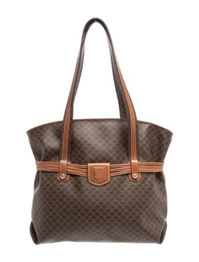 Pre-owned Celine Macadam Tote Large Vintage In Brown