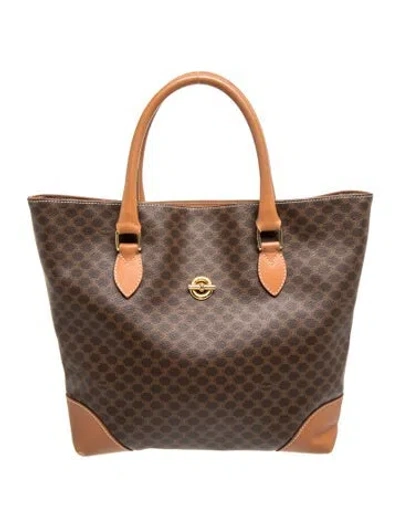 Pre-owned Celine Macadam Tote Vintage In Black/brown