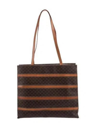 Pre-owned Celine Macadam Tote Vintage In Brown