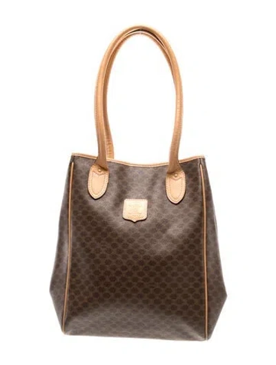 Pre-owned Celine Macadam Tote Vintage In Brown